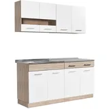 Homestyle4u Moderne Küche ohne Geräte 160x206,5x60 cm in Eiche Braun 2354
