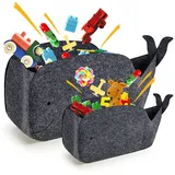 2 Stück Aufbewahrungsbox Kinder, Filz Faltbare Spielzeugkiste Organizer Korb in Walform, 30L Aufbewahrungsbehälter für Kinderzimmer, Aufbewahrungsboxen aus Stoff Wäschekorb für Zuhause(Zweierset)