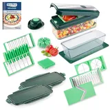 Genius Gemüseschneider Nicer Dicer Exclusive Set 18-tlg. (inkl. Glasschüssel), extra-scharfe Edelstahl-Klingen in G-NOX-Qualität