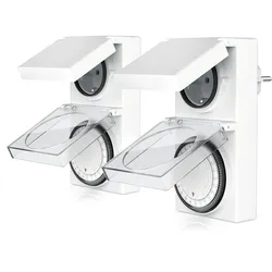 BEARWARE 2x Zeitschaltuhr Mechanischer Outdoor Timer, 96 Segmente, für Innen & Außen, 3680W, mechanisch, 15-Min-Intervalle, spritzwassergeschützt, dt. Anleitung