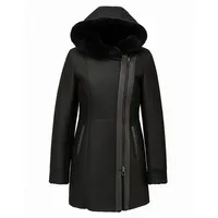 Hollert German Leather Fashion Lammfellmantel - KATE - Größe: XXL | Farbe: Schwarz - Schwarz - XXL