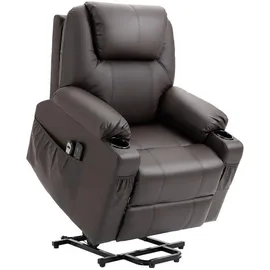 Homcom Fernsehsessel mit Aufstehhilfe Relaxsessel mit Massagefunktion, Liegefunktion, Ruhesessel mit Becherhalter, Fernbedienung und