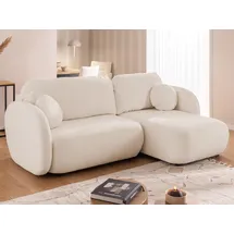 s-style möbel ECKSOFA Candy mit Schlaffunktion Hellbeige Bouclé-Stoff - Ottomane rechts