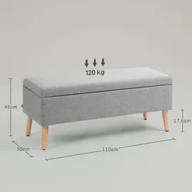 Homcom Sitzbank mit Stauraum scandinavia Polyester Holz Grau