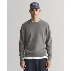 Gant für Herren. 8030561 Klassischer Baumwollpullover mit Rundhalsausschnitt Grau (5XL), Lässig, Baumwolle
