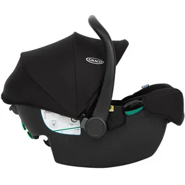 Graco SnugLiteTM i-Size R129 Babyschale, ab Geburt bis ca. 12 Monate (40 bis 75 cm), leicht, kompatibel mit ISOFIX-Basisstation SnugTurnTM i-Size R129 (separat), Neugeboreneneinlage, schwarz,