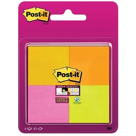 Post-it 3M Klebezettel Quadratisch Grün, Orange, Pink, Gelb Blätter Selbstklebend