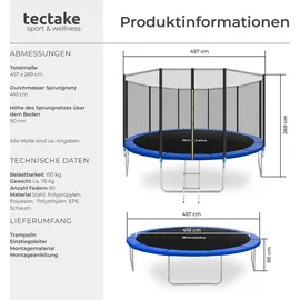 Tectake Garfunky 457 cm inkl. Sicherheitsnetz und Leiter schwarz/blau