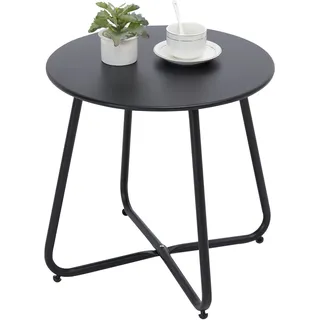 Fokebel Beistelltisch, Kleiner Beistelltisch Metall, Garten Rund, Couchtish & Kaffeetisch mit Verstellbarer Tischbeine (Schwarz, Ø 45x45H cm)