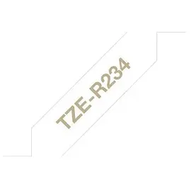 Brother TZe-R234 P-touch textiles Schriftband gold auf weiß 12mm x 4m