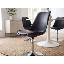FineBuy Drehsessel Kunstleder 46 x 88 x 46 cm Schwarz mit Kissen