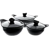 Trendmax 6-Teiliges Kochtopf-Set 20 / 24 / 28 cm Kasserolle Kochgeschirr mit Antihaftbeschichtung Induktion schwarz