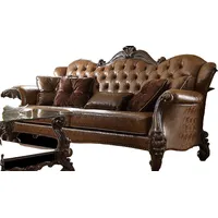 JVmoebel Sofa Ledersofa Barock Stil Rokoko Leder Sofa Couch Polster Sitz 3 Sitzer, Made in Europa braun