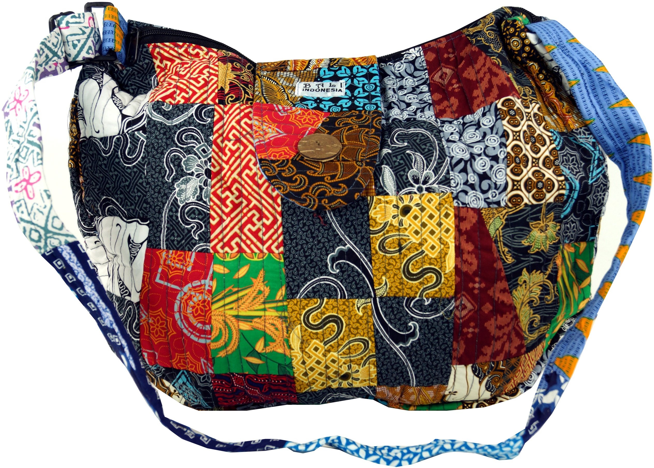 GURU SHOP Patchworktasche Bali, Herren/Damen, Mehrfarbig, Baumwolle, Size:One Size, 35x40x7 cm, Alternative Umhängetasche, Handtasche aus Stoff - Einheitsgröße