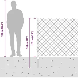 vidaXL Zaun mit Pfosten 1,2 x 25 m Grau/Stahl