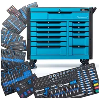 NTG Werkzeugwagen WZW.6012, bestückt, 457-teilig, blau, 12 Schubladen mit