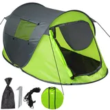 tectake® Pop Up Zelt wasserdicht, Wurfzelt, Camping Zelt 2 Personen, inkl. Heringe und Tragetasche, kleines Packmaß, für Windschutz Strand, als Angelzelt, Campingzelt (Grün-Grau | Nr. 401675)