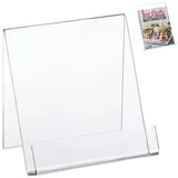 Relaxdays 2 x Buchaufsteller A5, Bücher, stabil, Prospekthalter Hxbxt 15 x 15 x 11,5 cm, durchsichtig
