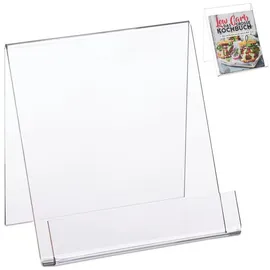 Relaxdays 2 x Buchaufsteller A5, Bücher, stabil, Prospekthalter Hxbxt 15 x 15 x 11,5 cm, durchsichtig