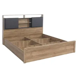 MCW Doppelbett MCW-P43 160 x 200 cm Eiche MDF dunkelgrau