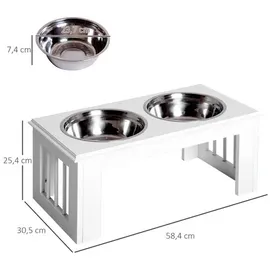 PawHut Futternapf Edelstahl MDF Weiß