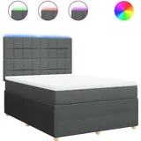 vidaXL Boxspringbett mit Matratze Dunkelgrau 140x200 cm Stoff