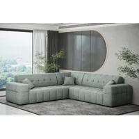 Fun Möbel Ecksofa Ecksofa Designersofa NANCY in Stoff Harmony Seite Universal, Rundumbezug blau
