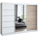 A&J MöbelLand Schiebetürenschrank VILUNO 1 200 x 215 x 59,5 cm Weiß/Schwarz