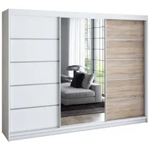 A&J MöbelLand Schiebetürenschrank VILUNO 1 200 x 215 x 59,5 cm Weiß/Schwarz
