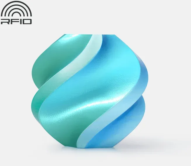 Bambu Lab PLA Silk Multi-Color, Filamentgröße: 1.75mm, Gewicht: 1 kg, Farbe: Blue Hawaii (Blue-Green)