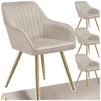 Tectake Esszimmerstuhl Stuhl Marilyn, Samtoptik, gesteppt (Set, 4 St),