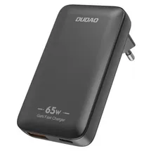 DUDAO GaN A65Q 65W USB-A/USB-C PD Ultra-Dünnes Reise-Wandladegerät EU/US Schwarz