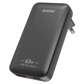 DUDAO GaN A65Q 65W USB-A/USB-C PD Ultra-Dünnes Reise-Wandladegerät EU/US Schwarz