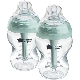 TOMMEE TIPPEE Tommee Tippee-Babyflaschen, Advanced Anti-Kolik-Flasche, 260ml, brustähnl. Sauger (langsam), belüft. Anti-Kolik-Stab, selbststeril., Zubehör, 2er-Pack