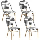 Stilvolle Rattanstühle in Schwarz und Weiß Beine in Holzoptik 4er Set Rifreddo