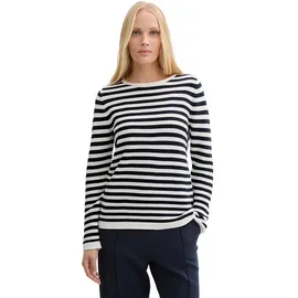Tom Tailor Strickpullover Dunkelblau / Weiß S