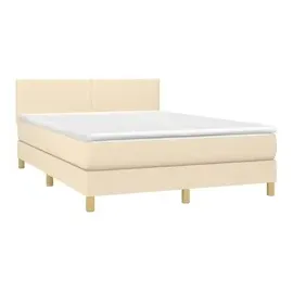 vidaXL Boxspringbett mit Matratze & LED Creme 140x190 cm Stoff