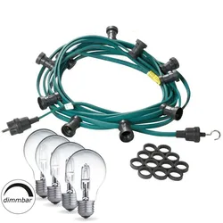 SATISFIRE Illu- Party Garten Außenlichterkette 20m grün 20 Halogenlampen dimmbar