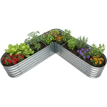 Relaxdays Hochbeet L-Form 43 x 203 x 203 cm Silber