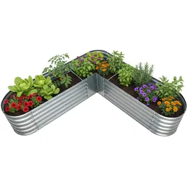 Relaxdays Hochbeet L-Form 43 x 203 x 203 cm Silber