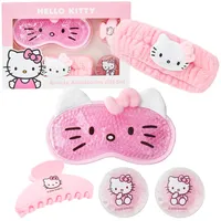 Hello Kitty Sanrio Beauty Set mit Gel Augenmaske Kühlend, Augen Pads, Haarband Damen & Haarklammer, Anime Geschenk für Frauen & Teenager (Rosa Hello Kitty)
