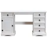 VCM ebuy24 New Mexico Schreibtisch Breite 141 cm Höhe 76 cm mit 5 Schubladen und 1 Tür Weiss Gewachst