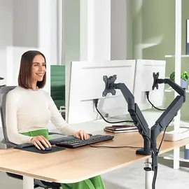 Leitz Ergo Platzsparender Dual Monitorarm Schwenkarm Grau