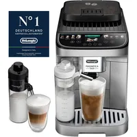 De’Longhi Magnifica Duo – Perfetto Kaffeevollautomat mit LatteCrema, Automatischer Milchaufschäumer, 20 Heiße & Kalte Getränke, Farbdisplay, Silber (ECAM332.80.SXB)