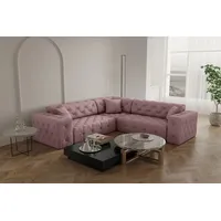 Fun Möbel Ecksofa Designersofa CHANTAL in Stoff Opera Velvet Pink Seite Universal - Schwarz