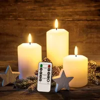Encham LED Kerzen 3 Stück Flammenlose Kerzen Kerzenlichter warmweiße Licht Batteriekerzen mit Timerfunktion Fernbedienung für Party Weihnachten Deko