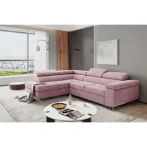 Fun Möbel Couchgarnitur JADE Stoff Rosa mit Schlaffunktion Ottomane Links - Rosa