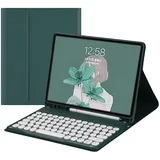 QYiiD iPad Mini Tastatur Hülle für iPad Mini 7.9 Zoll 5 /Mini 4/3/2/1, iPad Mini Hülle Abnehmbare Tastatur (Deutsches QWERTZ), Folio Smart Slim Cover mit Runde Tasten Tastatur Abnehmbare, Lavendel