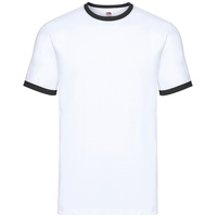 Fruit of the Loom VALUEWEIGHT RINGER T - Herren T-Shirt mit Rundhalsausschnitt, weiß/schwarz, M