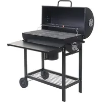 Grillwagen HHG 351, Holzkohlegrill Standgrill Gartengrill mit Deckel Ablage, Stahl 103x93x70cm schwarz